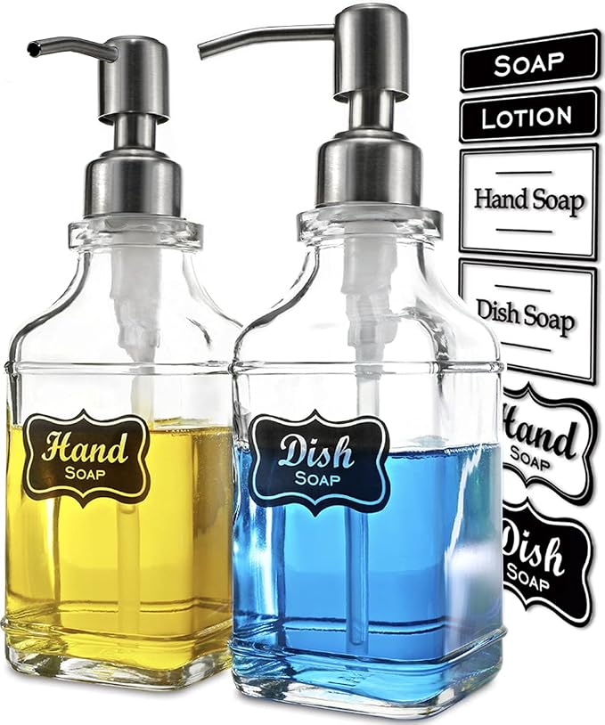 JASAI 2Pack Antique Design Glass Soap Dispenser by JASAIHOME