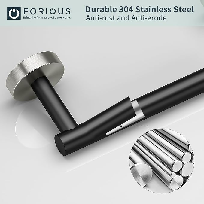FORIOUS Toilet Paper Holder Wall Mount, Stainless Steel Rustproof Double Post - Image 4