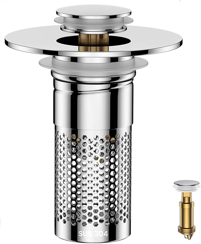 ​Bathroom Sink Drain Strainer, Universal Pop-Up Sink Stopper Hair Catcher by Mengine