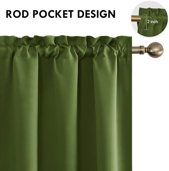 DWCN Christmas Olive Green Room Darkening Blackout Curtains - Image 4