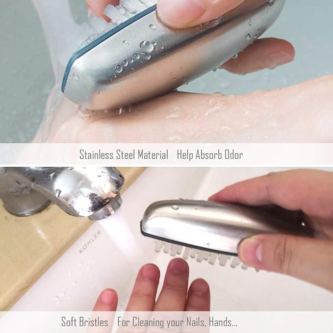 Hand and Nail Brush cleaner, Stainless Steel Soap, fingernail toe Cleaning - Image 2