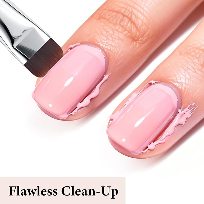 French Brush for Nails & Gel Polish Clean Up, Dual-Use Metal Handle Nail Art - Image 3