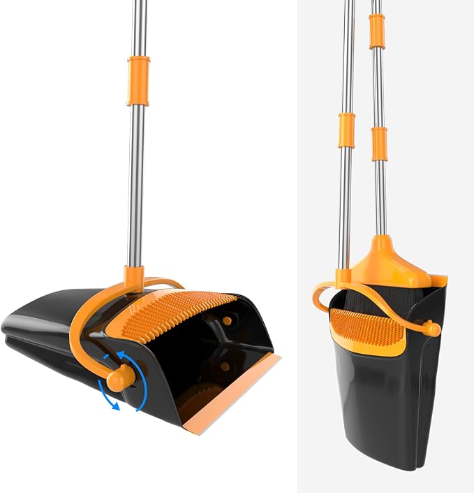 Broom and Dustpan Set for Home Long Handle Extendable Standing Dust Pan for - Image 4