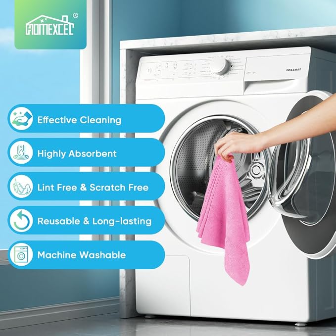 HOMEXCEL Pink Microfiber Cleaning Cloths, 20 Pack Cleaning Rags - Image 7
