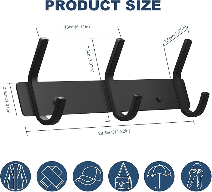 VAEHOLD Coat Hooks Wall Hook for Hanging Clothes Robes Towels Hats Heavy Duty - Image 3