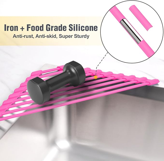Tomorotec Compact Silicone-Coated Triangle Dish Drying Rack - Image 5