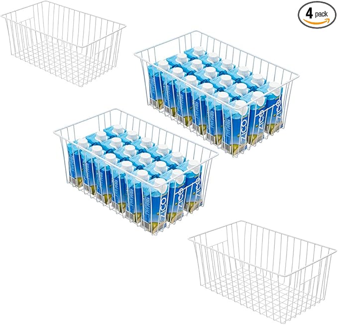 Large Wire Storage Baskets Freezer Organizer Baskets, Farmhouse Metal Wire by lonpute