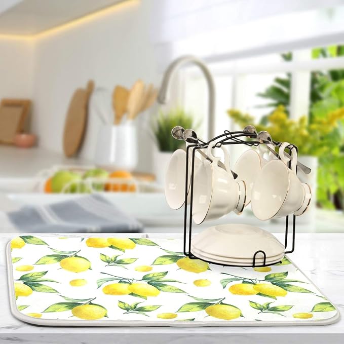 Tropical Lemon Leaves Dish Drying Mat 18x24 - Image 5