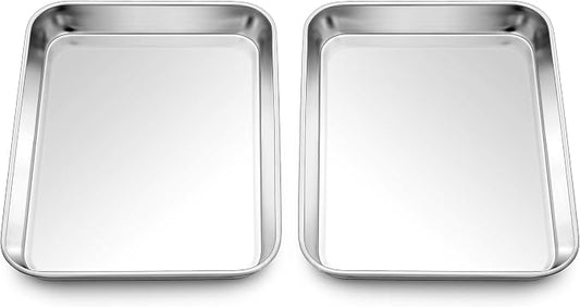 Homikit 2 Pack Baking Sheet, 9 x 7 Inches Stainless Steel Cookie Tray Set by Homikit