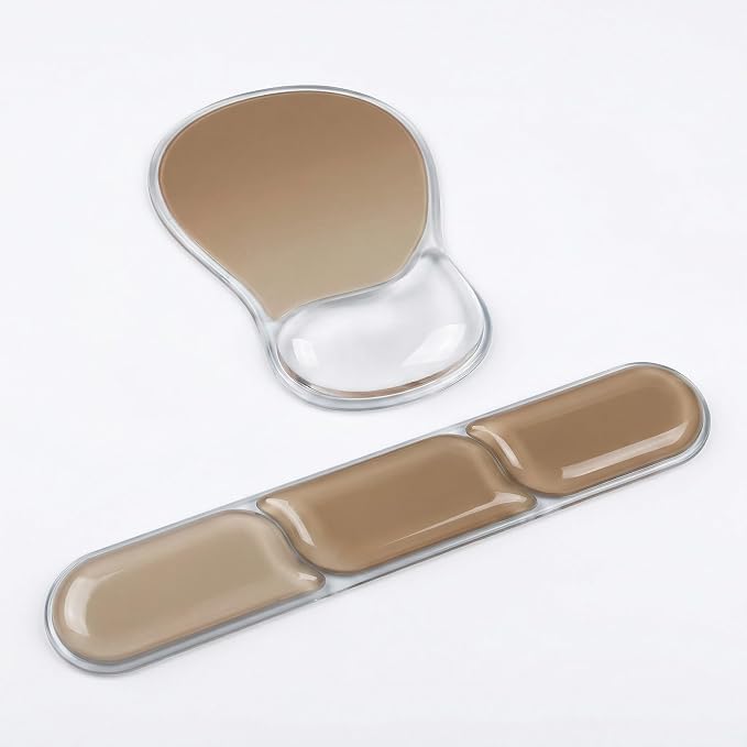 AUPET Ergonomic Gel Mouse Pad and Keyboard Wrist Rest Set, Crystal Gel Cushion by AUPET