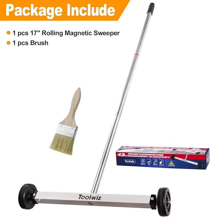 Toolwiz Magnetic Pick Up Sweeper 17-inch Heavy Duty Magnet Pickup Lawn Sweeper - Image 9