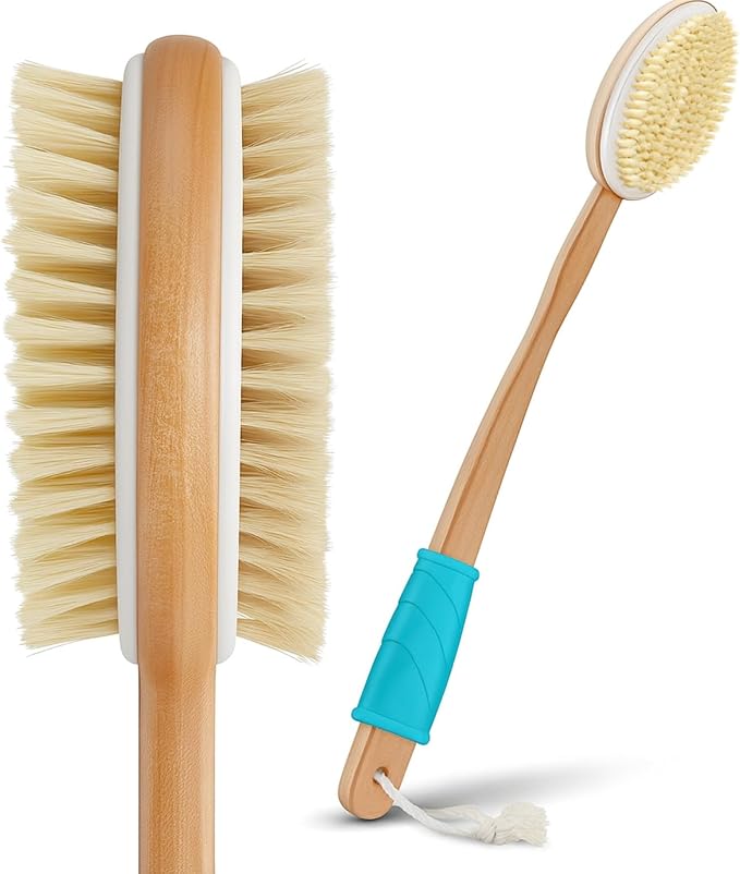 Vive Back Scrubber for Shower – Long Handle Dry Brushing Body Brush by Vive