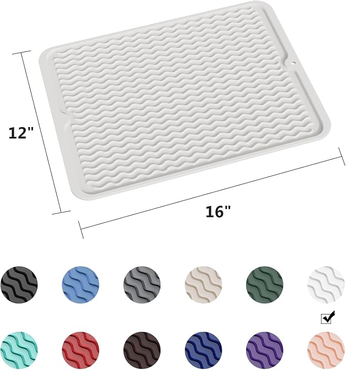 ZLR Silicone Dish Drying Mat for Kitchen Counter, Eco-Friendly Fast Dry Dish Mat - Image 6