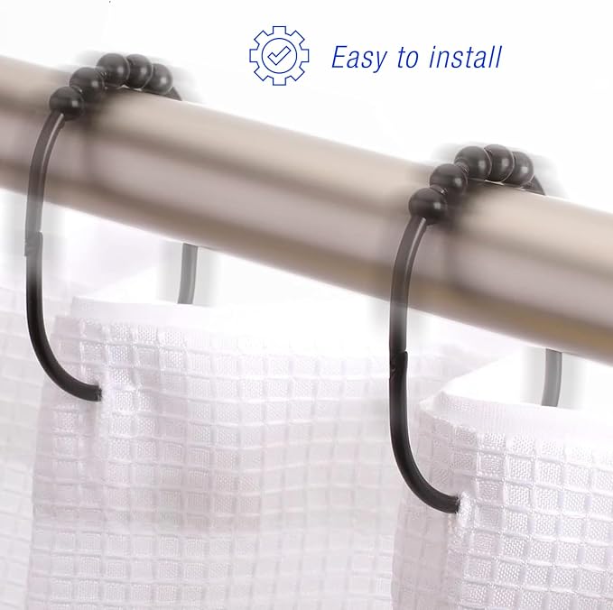 2LB Depot Wide Shower Curtain Rings/Hooks Set, Decorative Polished Chrome Finish - Image 6