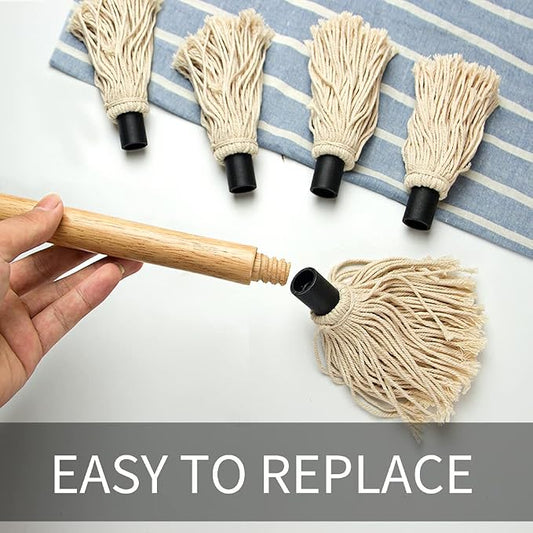 YFWOOD BBQ Mop Brushes for Sauce, 18 Inch Grill Basting Mop Wooden Long Handle - Image 2