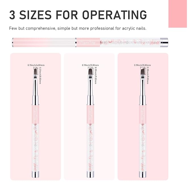 3PCS Nail Art Clean Up Brushes -Round/Angled Nail Brushes - Image 3