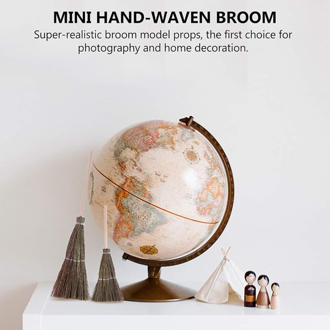 Mini Hand-Woven Decorative Broom Dollhouse Accessory 3.93In Straw Witch Broom - Image 6