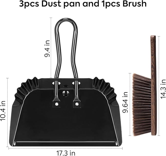 17In Extra Large Dust pan and Brush Set, Commercial Heavy-Duty Dust Pans and - Image 2