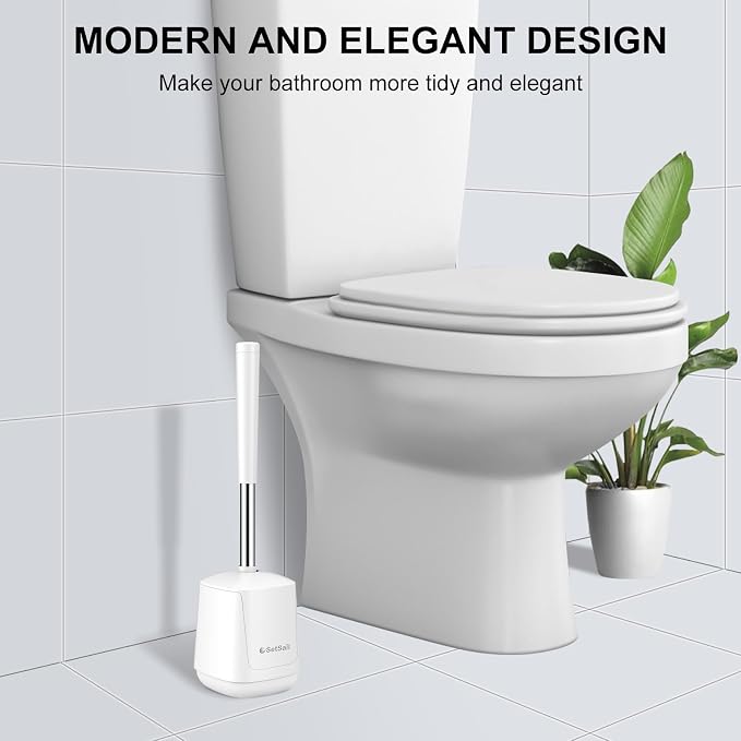 SetSail Toilet Brush 2 Pack, Self Closing Lid Toilet Bowl Brushes Holder and - Image 7