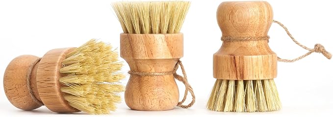 Bamboo Dish Brush Scrubber 3 Pack - Image 3