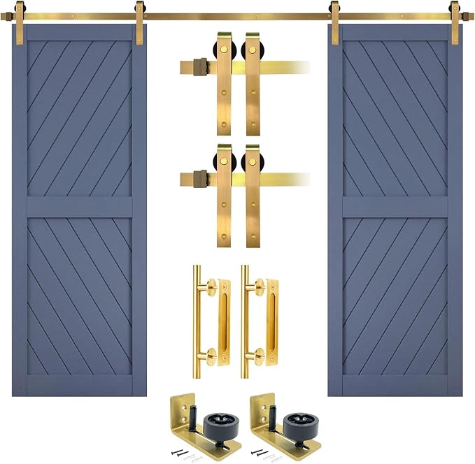 Rio Salto Gold Barn Door Hardware Kit Adjustable Length Sliding Door Hardware by RioSalto