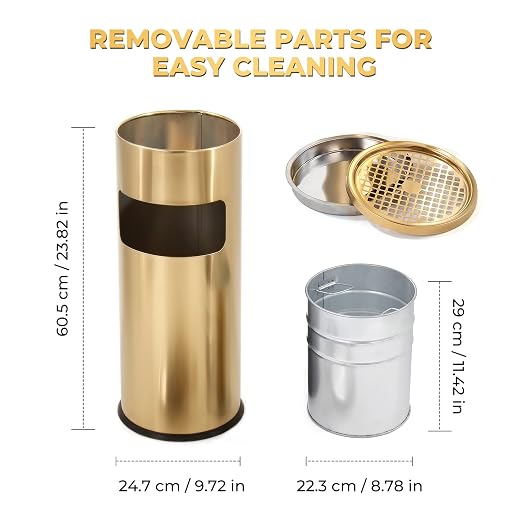 Trash Can Outdoor Waste Container Round Stainless Steel Trash Can - Image 3