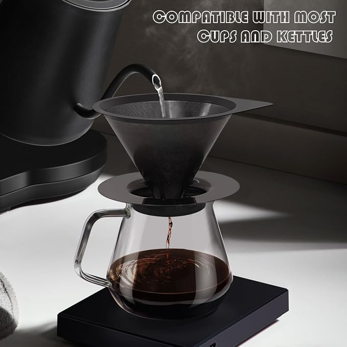 LHS Pour Over Coffee Dripper Reusable Coffee Filter Paperless Coffee Filter - Image 5