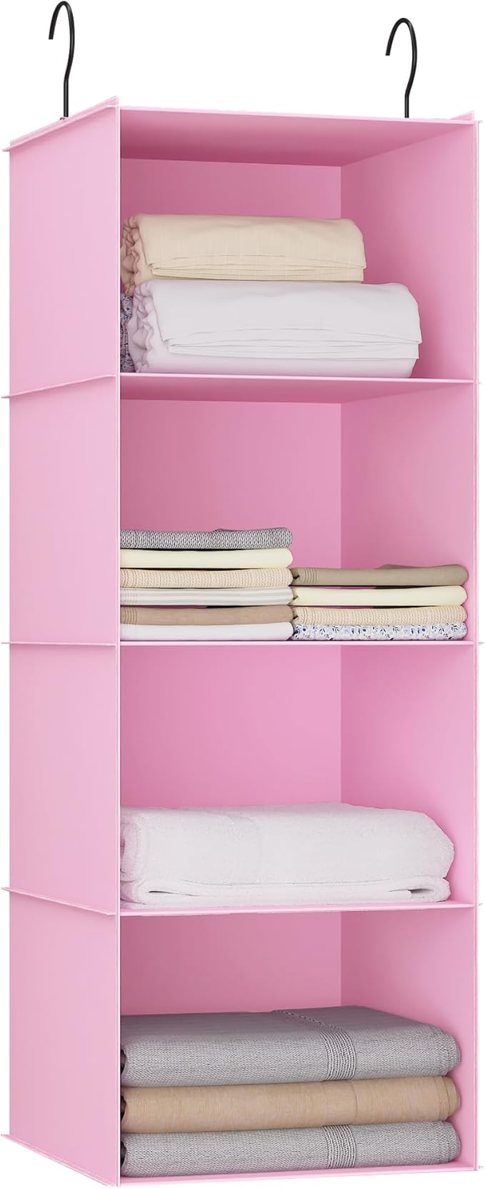 Hanging Closet Organizer, Easy Mount Foldable 4-Shelf Hanging Closet Wardrobe by DonYeco