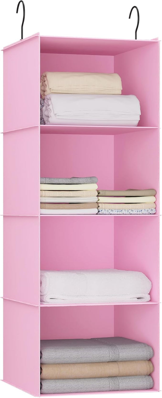 Hanging Closet Organizer, Easy Mount Foldable 4-Shelf Hanging Closet Wardrobe by DonYeco