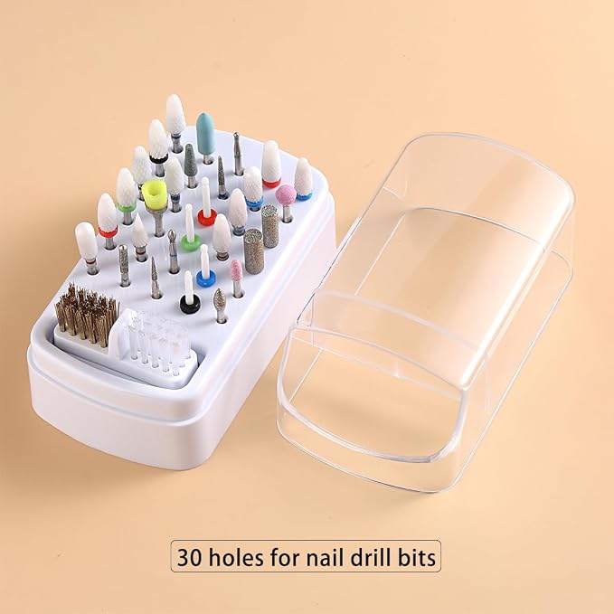 2 in 1 Nail Drill Bit Holder and Nail Drill Bits Cleaner Brush Case, 30 Holes - Image 3