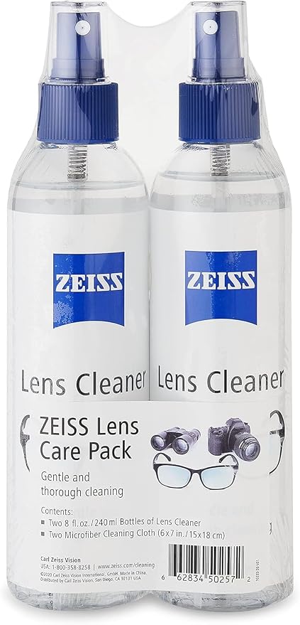 ZEISS Lens Care Pack – 2x 8oz Streak-Free Lens Spray and Microfiber Cloths - Image 2