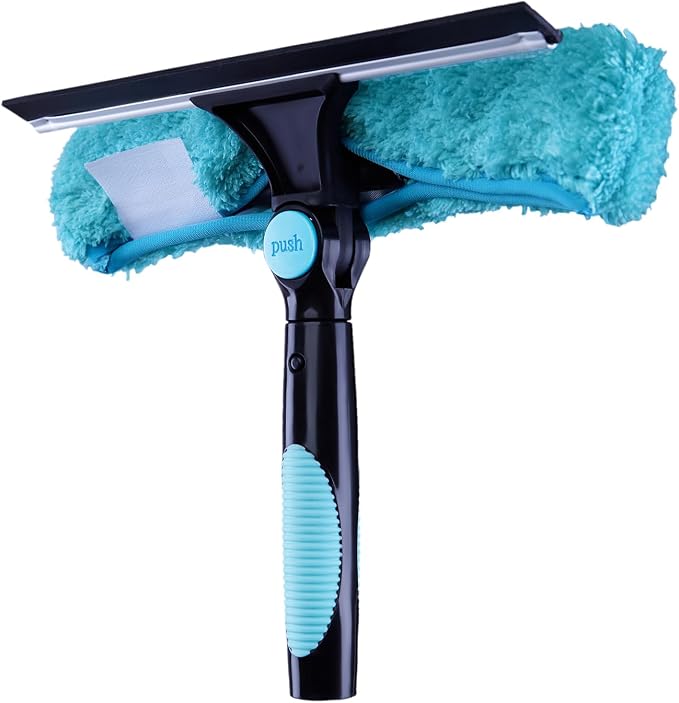 11" Window Squeegee and Microfiber Scrubber 2-in-1 Combo Cleaning Tools - Image 8