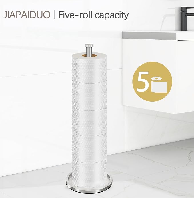 Toilet Paper Holder Stand with Reserve Function, Brushed Nickel Toilet Roll - Image 2