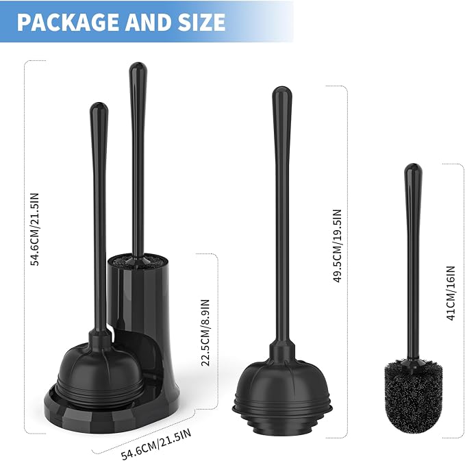 uptronic Toilet Plunger and Brush, Bowl Brush and Heavy Duty Toilet Plunger Set - Image 8