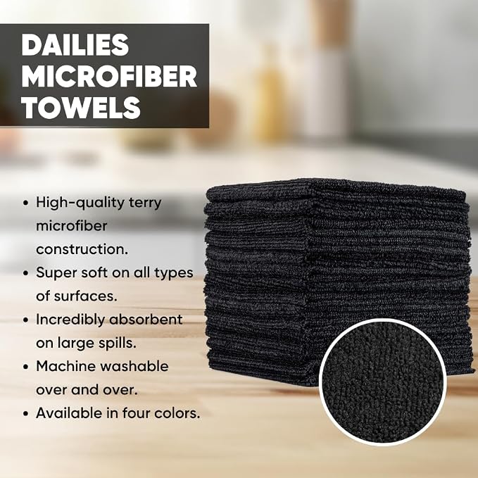 Dailies Microfiber Cleaning Cloths | 15-Pack 12"x10" | Fits TowelNest Dispenser - Image 2