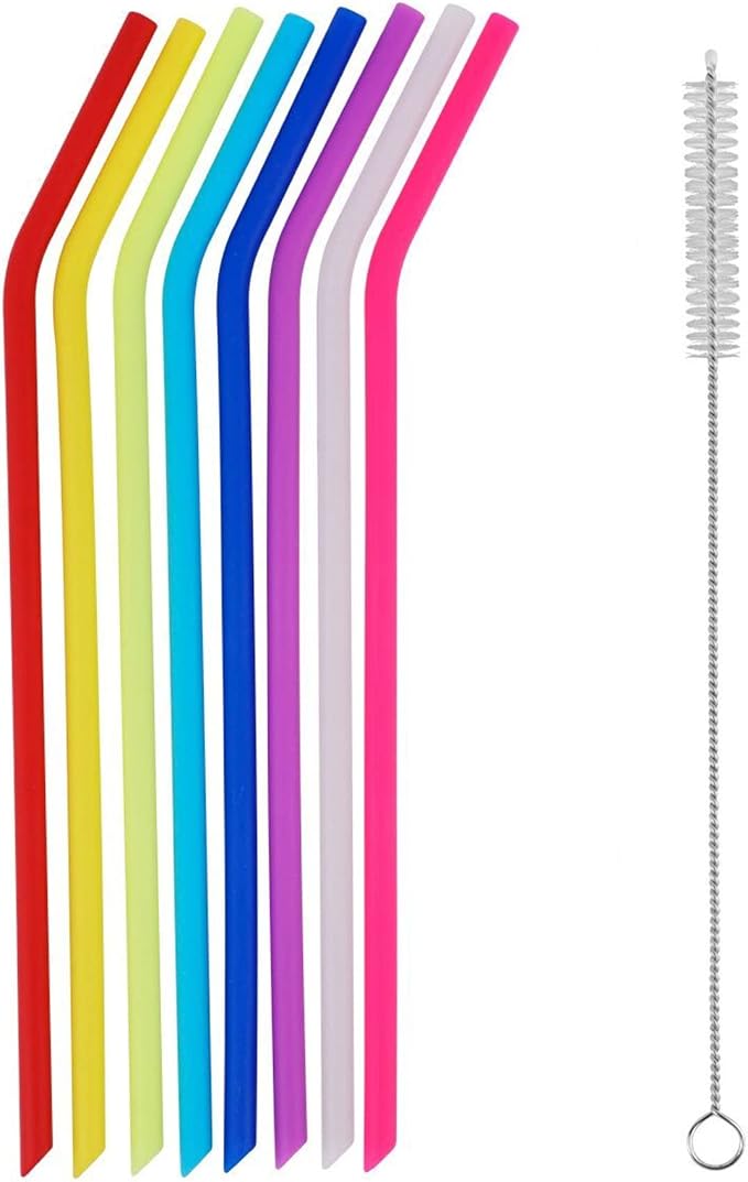 Tifanso 8 Pack Reusable Regular Size Silicone Drinking Straws - Image 3