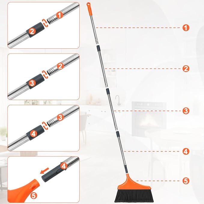 4 Pack Heavy-Duty Angle Broom for Floor Cleaning - Image 5