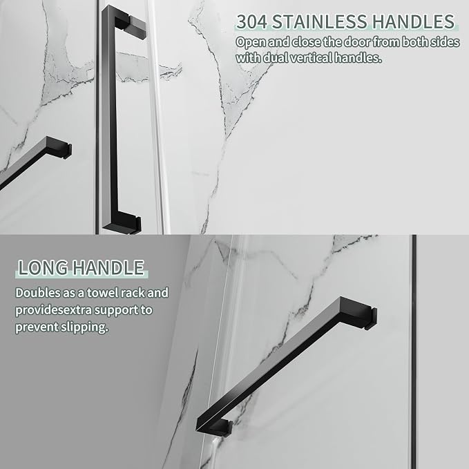 Frameless Shower Door 56-60 in. W x 76 in. H, Single Sliding Glass Door - Image 8