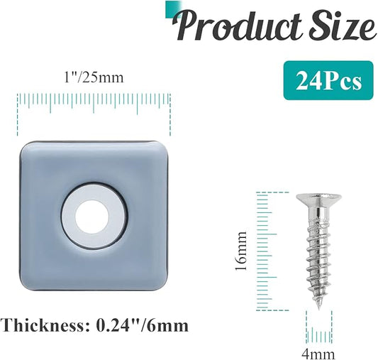 24pcs 1" Screw on Furniture Sliders, Teflon Chair Leg Slides, Square Furniture - Image 2
