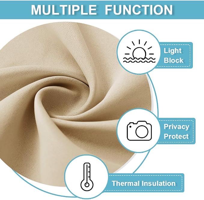 RYB HOME Blackout Shades Curtains Window Dressing Energy Saving Curtain - Image 6