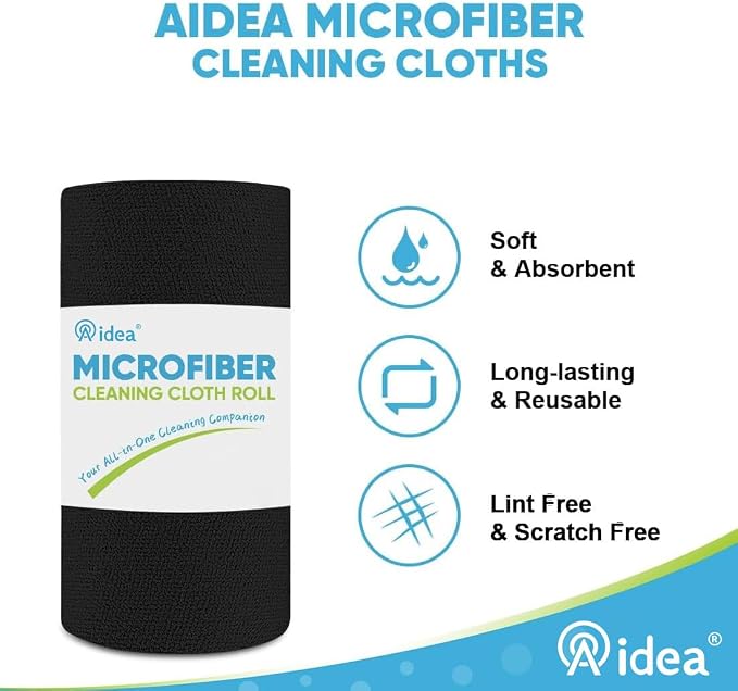 AIDEA Microfiber Cleaning Cloth 165 Sheets 3 Roll, Shop Rags Washable, Cleaning - Image 3