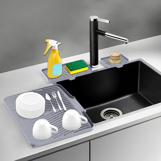 Silicone Dish Drying Mat for Kitchen Counter, Dish Drying Pad, Non-Slip Drain - Image 6