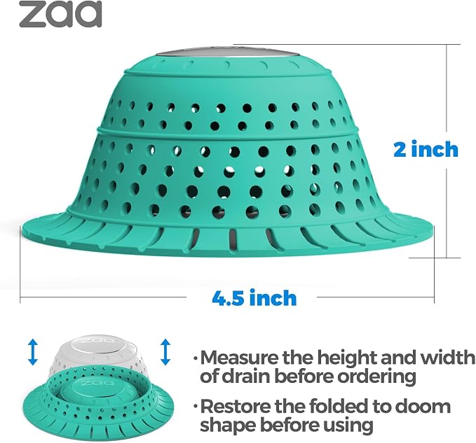 zaa Bathtub Drain Hair Catcher, Silicone Collapsible 1 Pack Drain Protector - Image 5