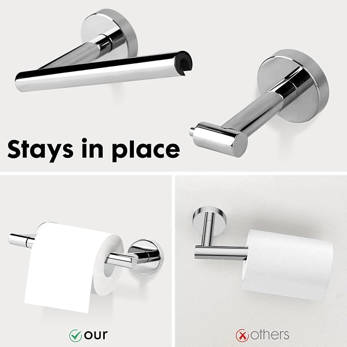 Polished Chrome Toilet Paper Holder Set, Stainless Steel Towel Ring, Double - Image 2