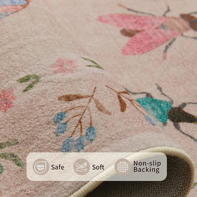 2x6 Floral Runner Rug, Washable Runners - Image 4