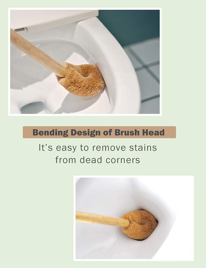Updated Modern Version Toilet Bowl Brush, Natural Coconut Fiber Brush Head and - Image 4