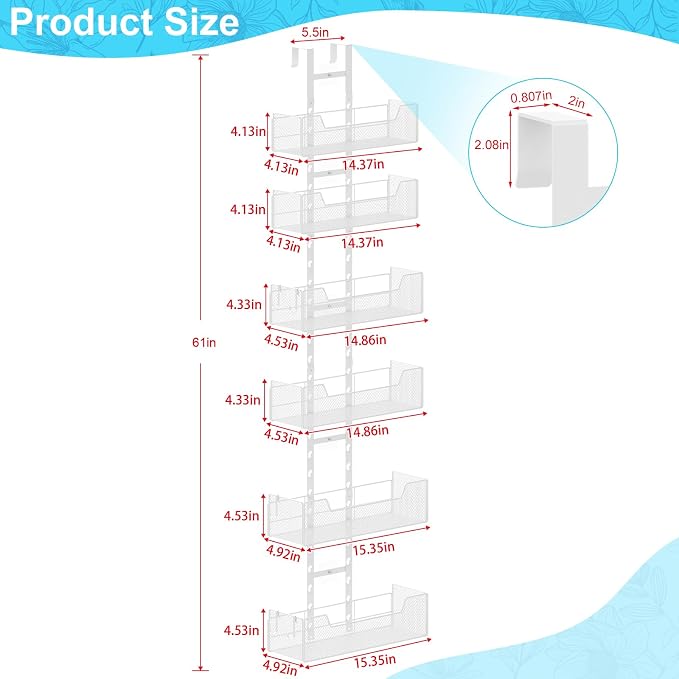 Over The Door Organizer, Metal Hanging Door Organizer - Image 2