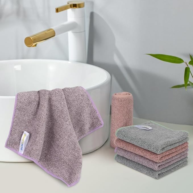 SINLAND Microfiber Face Cloths Highly Absorbent Washcloths Soft Feel Fingertip - Image 7