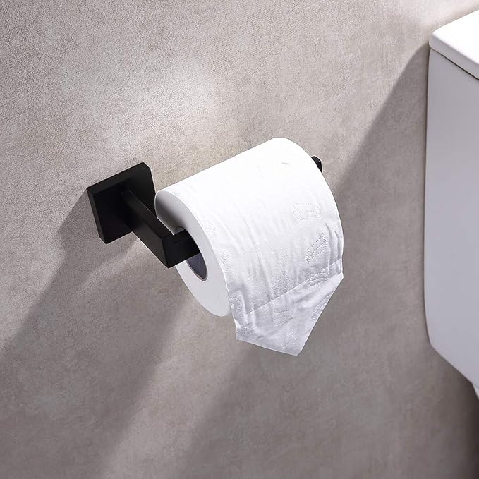 TASTOS Toilet Paper Holder Matte Black, Toilet Tissue Roll Holders Dispenser - Image 3