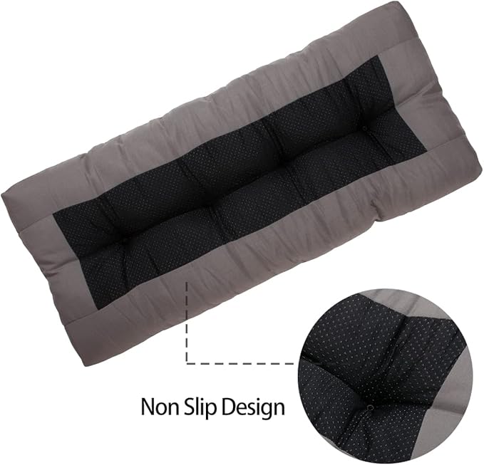 FUNHOME Outdoor Bench Cushion 42 x18 inch with Non-Slip Grips,Water Resistant Porch Swing Cushion,Bench Pillow Pads,Tufted Cushions for Patio Garden Furniture,42" Seat Cushions(Granny Gray)